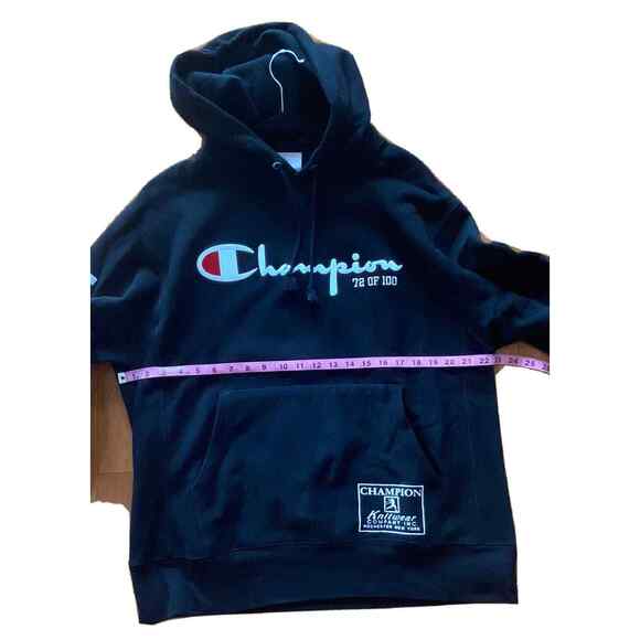 Champion Hoodie Men's Large Black Reverse Weave Knickerbocker Hoodie 72/100 - Picture 11 of 12
